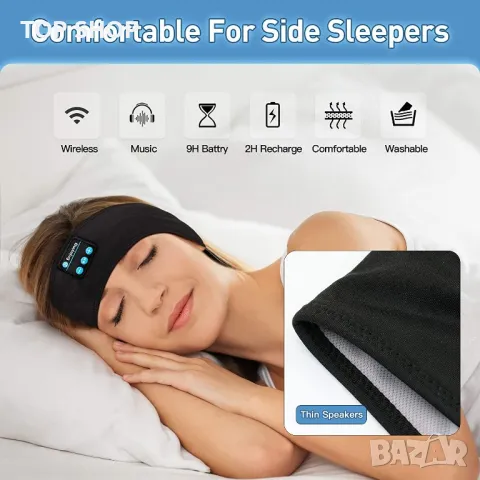 Слушалки Navly Sleep Bluetooth Спортни слушалки с лента за глава с ултратънки HD стерео високоговори, снимка 7 - Bluetooth слушалки - 48925513