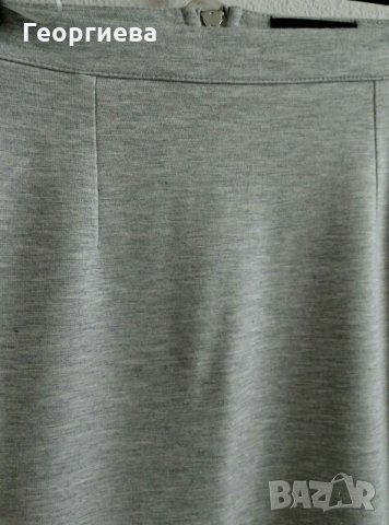 Вталена права пола в сив меланж от трико, снимка 1