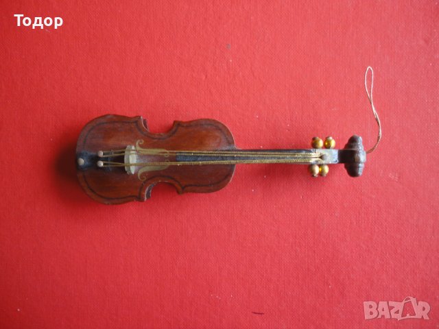 Старинна дървена китара цигулка  миниатюра , снимка 3 - Колекции - 40588241