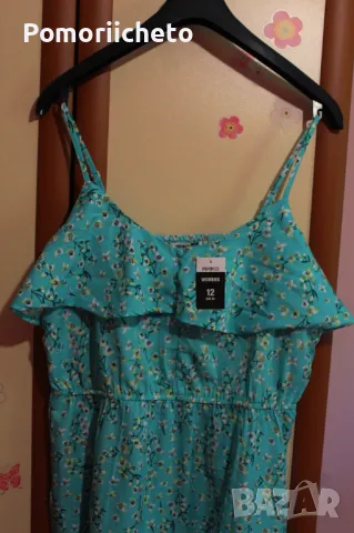 Нова рокля с етикет в тюркоазено с флорални мотиви, снимка 4 - Рокли - 47412387