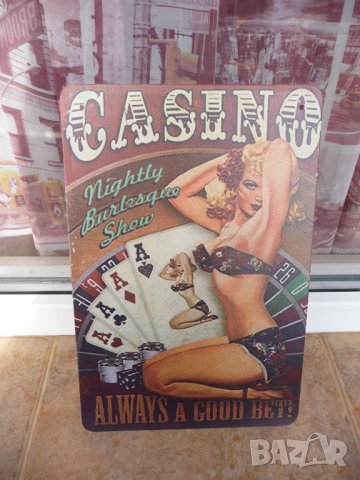 Метална табела хазарт Казино еротика покер рулетка залагания шоу печалба, снимка 1 - Рекламни табели - 43459341