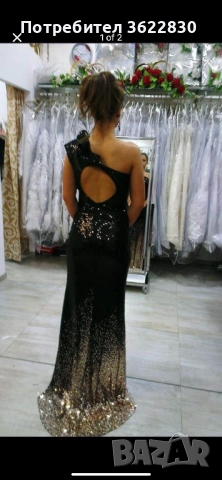 Черна бална рокля на пайети, снимка 2 - Рокли - 52315005