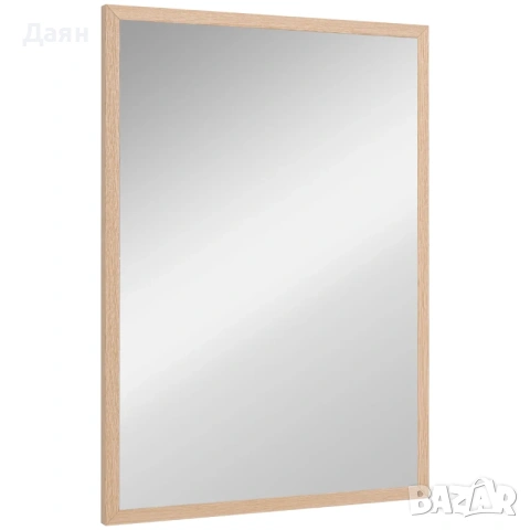 Стенно огледало HOMCOM 50x70см, дървена рамка, естествен цвят 