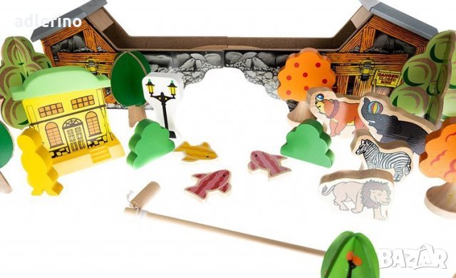  Дървена железопътна линия - 89 елемента Ново, снимка 6 - Коли, камиони, мотори, писти - 34159391