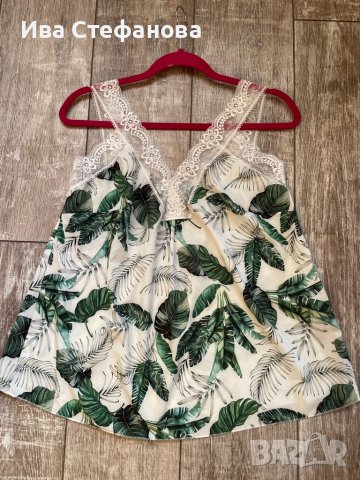 Нов страхотен потник с екзотични зелени листа , снимка 4 - Потници - 37819945