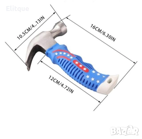 Малък чук със синя гумена дръжка, снимка 4 - Други стоки за дома - 52853545