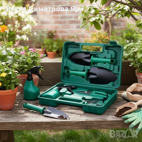 Комплект градински инструменти 5 в 1 с куфар – всичко необходимо за засаждане и поддръжка