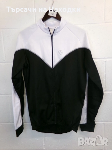 Мъжко черно-бяло спортно яке/горнище с цип, размер 2XL
