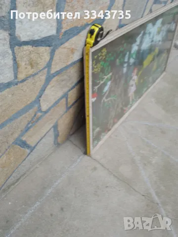 Стара картина,рамкиран кавьор, пано Червената шапчица и Вълкът., снимка 3 - Антикварни и старинни предмети - 48696235