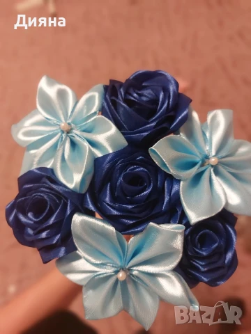 Вечни букети от сатен, снимка 6 - Декорация за дома - 51055596