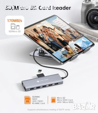 Нова 12 в 1 USB-C докинг станция с Dual 4K HDMI, VGA и 100W зареждане, снимка 7 - Друга електроника - 52742638
