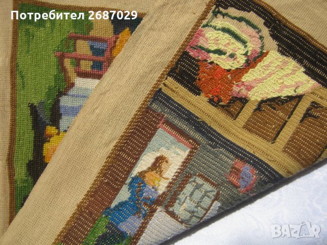 Вносен Нерамкиран гоблен, прибл 45х35 см, папагал 70 см пано, бродерия, снимка 4 - Гоблени - 28945539