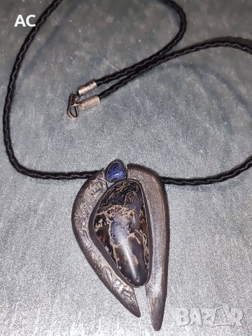 сребърно колие с орфеев ахат, снимка 3 - Колиета, медальони, синджири - 43062491