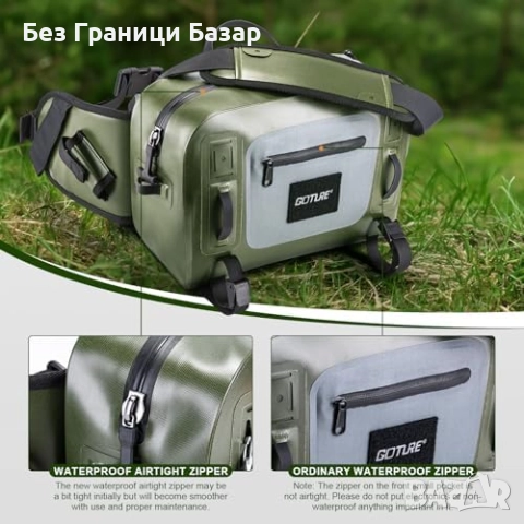 Нова Водоустойчива риболовна чанта 9L капацитет IPX8 с държач за въдица , снимка 7 - Въдици - 51898588