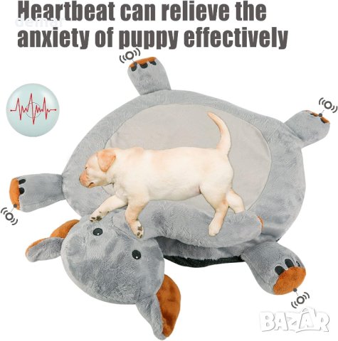 Плюшена постелка-слонче със симулатор на сърдечен ритъм за успокояване на куче, снимка 6 - За кучета - 43186976