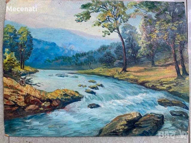 ВИКТОР ПОПОВ Масло/картон "Тетевенско - пейзаж" , снимка 16 - Картини - 53122724