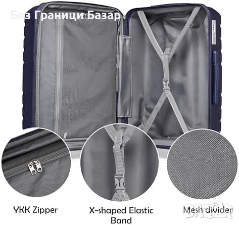 Нов комплект от 3 броя Водоустойчиви и стилни куфари за пътуване Разширяващи, снимка 6 - Куфари - 43195556