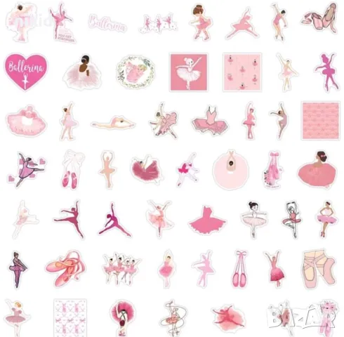 50 бр Балет Балерина самозалепващи лепенки стикери за украса декор картонена торта ръчна изработка, снимка 5 - Други - 47298353