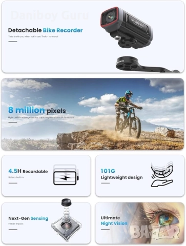 Велосипедна камера AKEEYO-710Pro EIS, 4K28FPS 20MP WiFi екшън камера с IP66 Ultra HD водоустойчива , снимка 7 - Аксесоари за велосипеди - 51934533