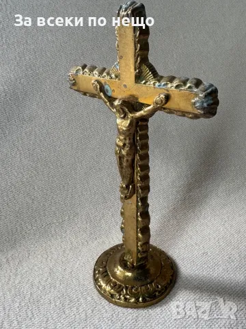 Стар бронзов кръст 16х9см, снимка 4 - Антикварни и старинни предмети - 50114854