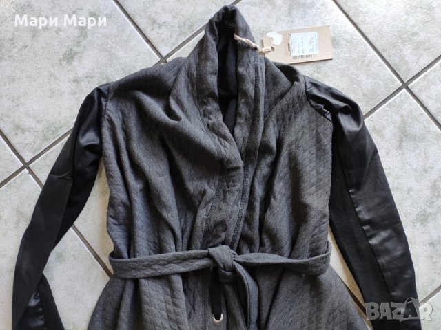 Връхна дреха с кожени ръкави, снимка 14 - Блузи с дълъг ръкав и пуловери - 26237509