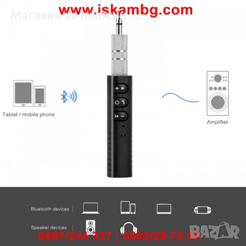 Безжичен блутут аудио приемник за кола с 3.5мм. жак, с вграден микрофон, Bluetooth адаптер за кола з, снимка 11 - Аксесоари и консумативи - 28395726