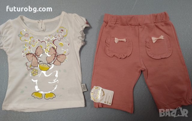 Сет за бебе момиче в две части бяло и розово, снимка 1 - Комплекти за бебе - 32870066