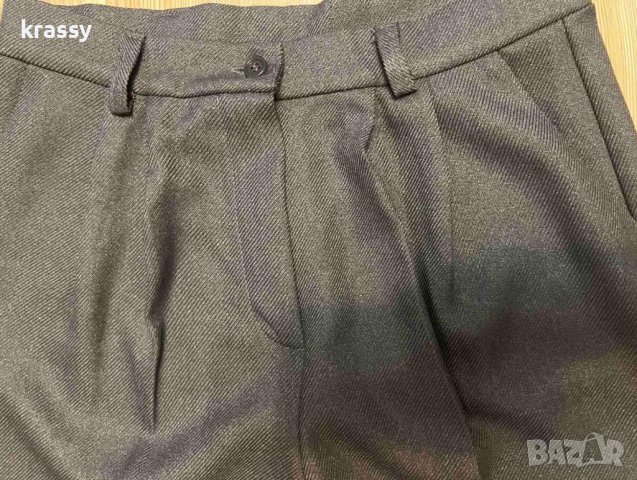 НОВ прав дамски панталон с широки крачоли в сиво и черно  (размер М), снимка 4 - Други - 43448407