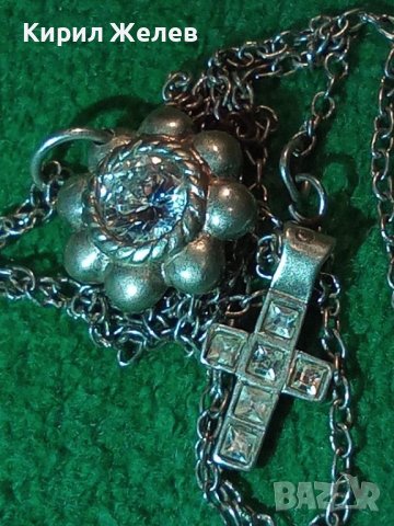 СРЕБЪРНО КРЪСТЧЕ и МЕДАЛЬОН с ЦИРКОНИ и СРЕБЪРНА ВЕРИЖКА СРЕБРО 925 ФИНО БИЖУ КОЛИЕ 25905, снимка 4 - Колиета, медальони, синджири - 35719226