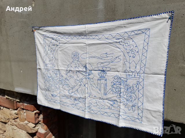 Старинен бродиран ковьор,покривка за стена #26, снимка 4 - Антикварни и старинни предмети - 36551508