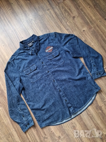 Страхотна мъжка дънкова риза HARLY DAVIDSON, размер XL, снимка 4 - Ризи - 52800667