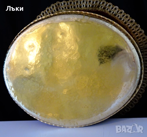 Кован бронзов поднос,плато 700 гр.,релеф. , снимка 4 - Антикварни и старинни предмети - 51659667