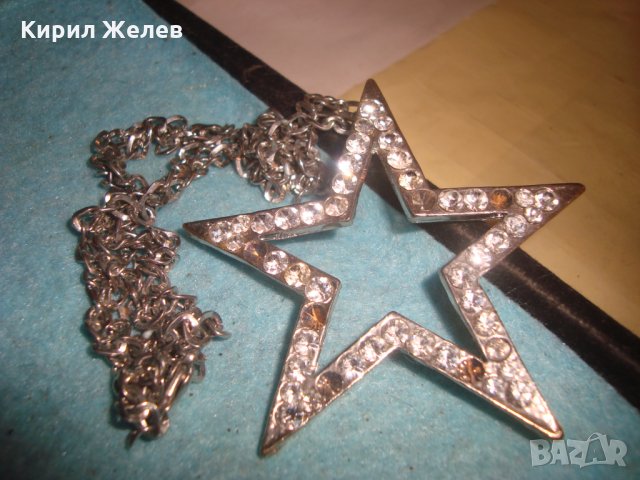 СТАР СРЕБРИСТ АРТ МЕДАЛЬОН - ЗВЕЗДА с ФАСЕТИРАНИ БЛЕСТЯЩИ КРИСТАЛИ 25194