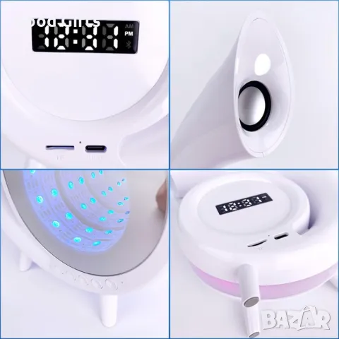 Led Лампа с Bluetooth Високоговорител, RGB с Блутут и Часовник, снимка 5 - Настолни лампи - 48038434