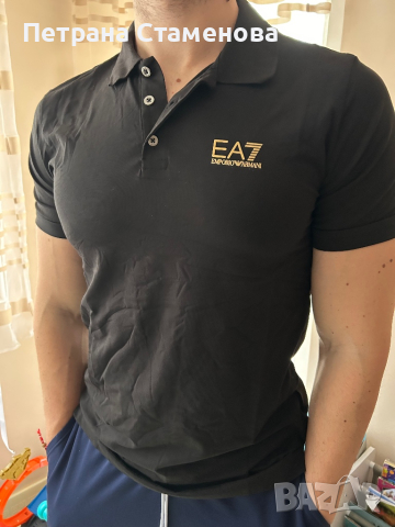 Мъжка тениска с яка ЕА7, снимка 1 - Тениски - 44842781