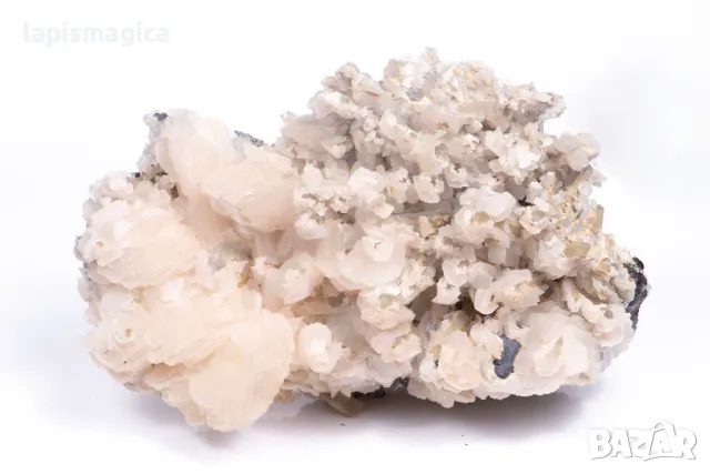 Голяма друза кварц с калцит и галенит от България 2400g