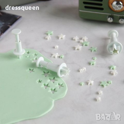 3325 3 бр. резци с бутало големи звезди, снимка 3 - Аксесоари за кухня - 37358255