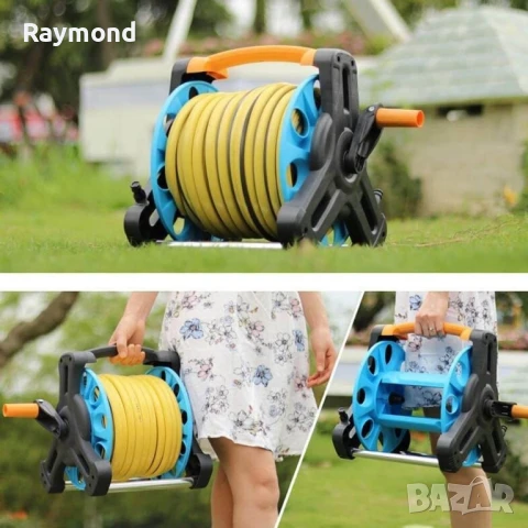 Преносима макара с маркуч 25 м – градинска, с дюза с 7 функции и накрайници, снимка 4 - Градинска техника - 50822850