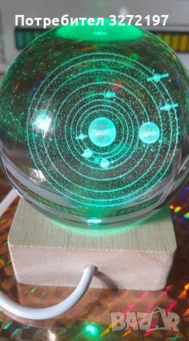 LED Светеща кристална топка/лампа,3D сензорна-Вселена,Планетарна Галактика,Слънце , снимка 5 - Настолни лампи - 43445667