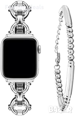 Нова метална Каишка за смарт часовник Apple Watch + гривна с мъниста