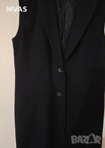 Нов класически дамски черен удължен офис елек М размер, снимка 4 - Елеци - 49534580