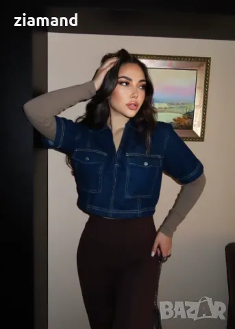 Дънкова блуза къс ръкав