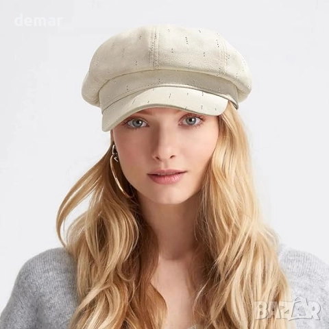 MESU Шапка за жени, барета, винтидж шапка с козирка, кафява, снимка 2 - Шапки - 52722279