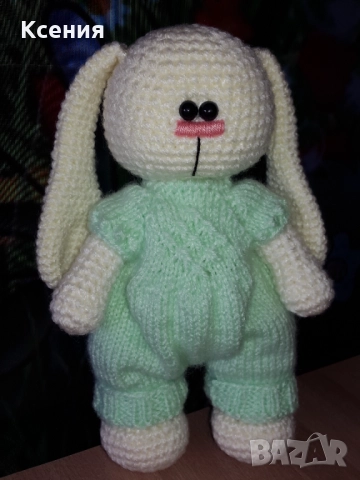 Плетена играчка Заек-Беби, Плетени, ръчно изработени, прекрасен подарък, снимка 2 - Плюшени играчки - 52060960