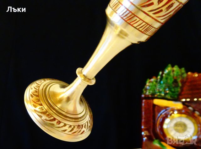 Фантастичен бронзов бокал,чаша за вино,клетъчен емайл. , снимка 4 - Антикварни и старинни предмети - 26741960