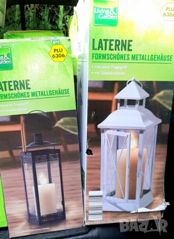 Фенер  декоративен Living & Garden,  45см,  метален със стъкло, снимка 3 - Декорация за дома - 26223926