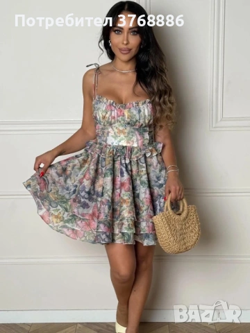 Ефирна рокля с флорален щамп