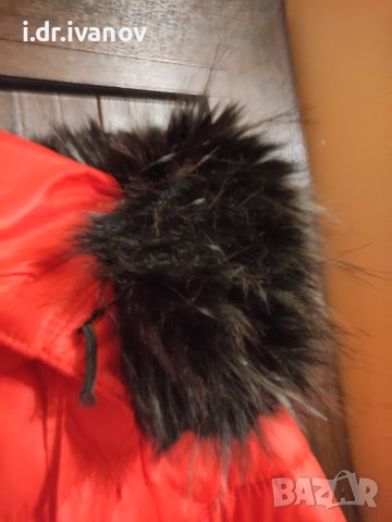 червено дебело яке с качулка с пух, снимка 4 - Якета - 43146550