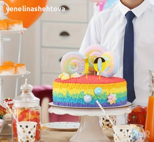 Акрилен златист топер цифри 0-9, снимка 2 - Други - 52730500