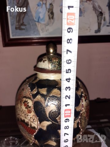 Сатцума Satsuma стара ваза буркан порцелан маркиран, снимка 7 - Антикварни и старинни предмети - 43170975